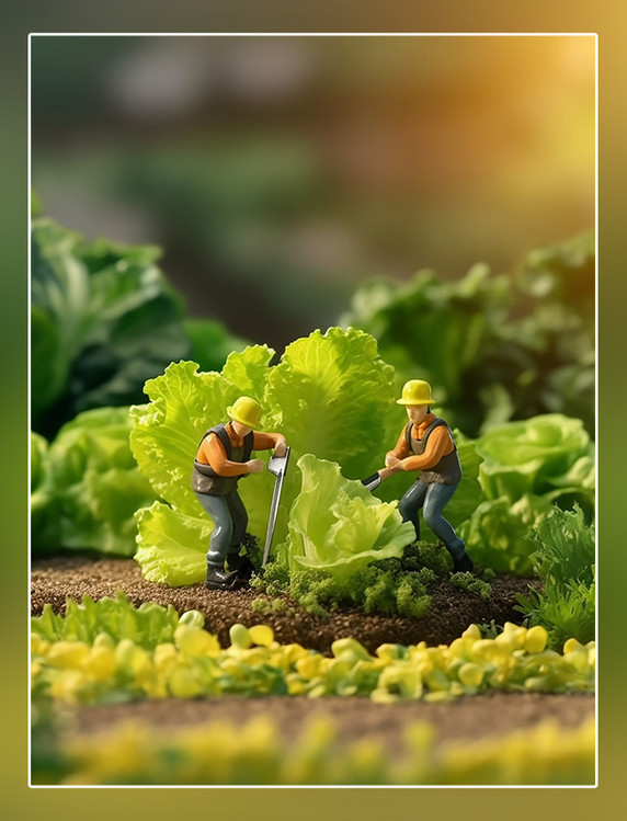 蔬菜帝国青菜3d渲染微距摄影蔬菜迷你两名工