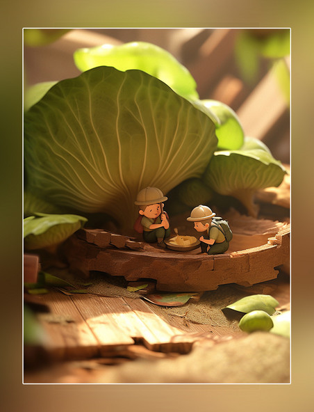 蔬菜帝国微距摄影蔬菜迷你两名工包菜3d渲染