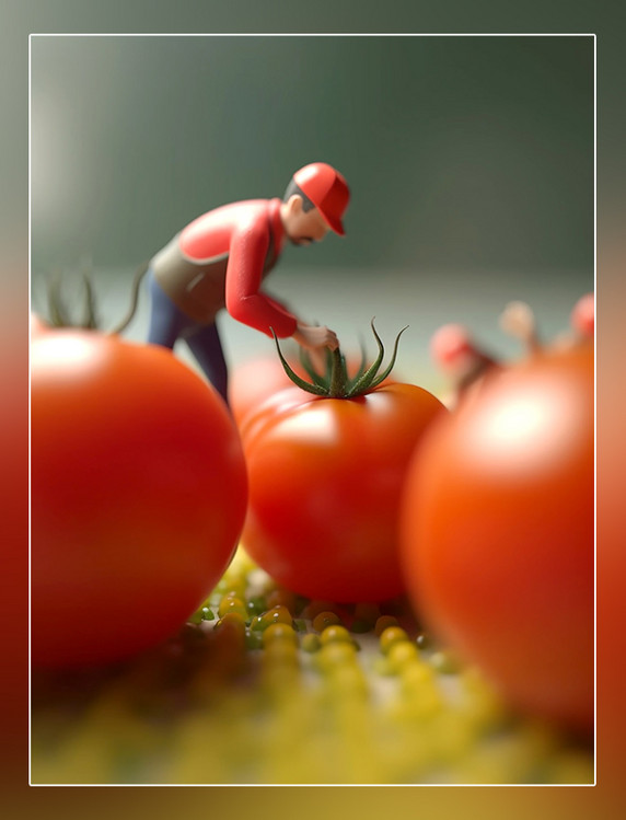 西红柿蔬菜帝国微距摄影蔬菜迷你两名工3d渲染