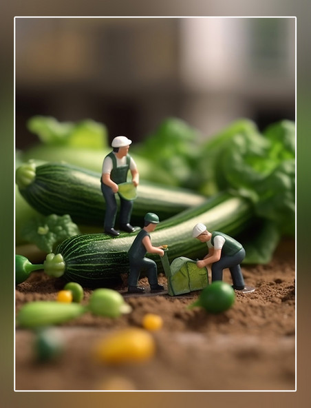 蔬菜迷你两名工西葫芦3d渲染蔬菜帝国微距摄影