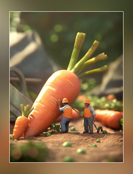 蔬菜帝国微距摄影蔬菜迷你两名工胡萝卜