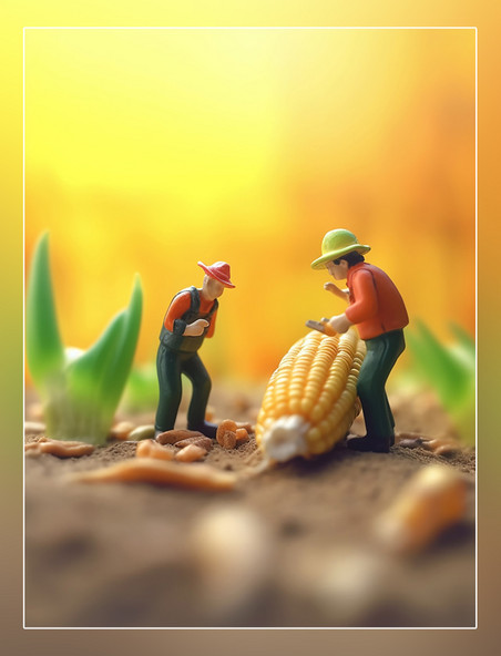 微距摄影蔬菜帝国蔬菜迷你两名工玉米3d渲染