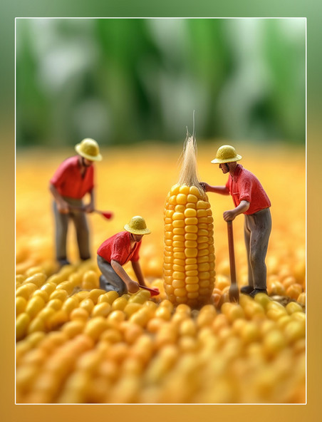 蔬菜帝国微距摄影蔬菜迷你两名工玉米3d渲染