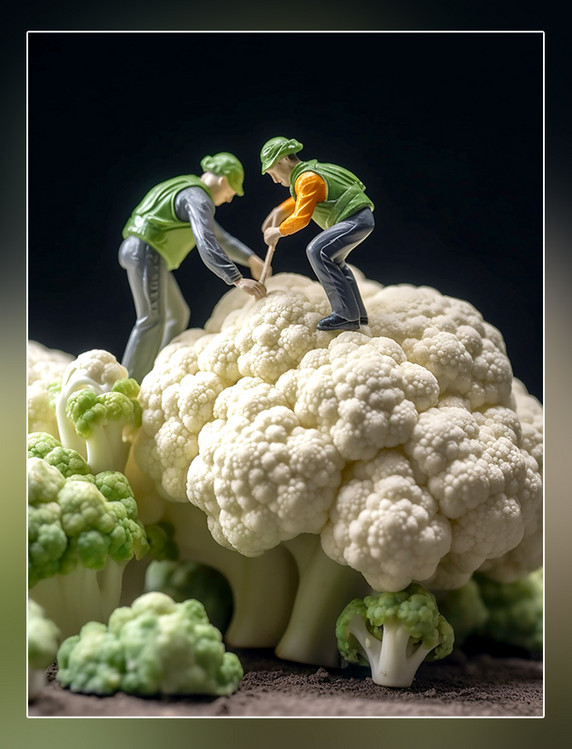 蔬菜帝国微距摄影蔬菜迷你两名工花菜3d渲染