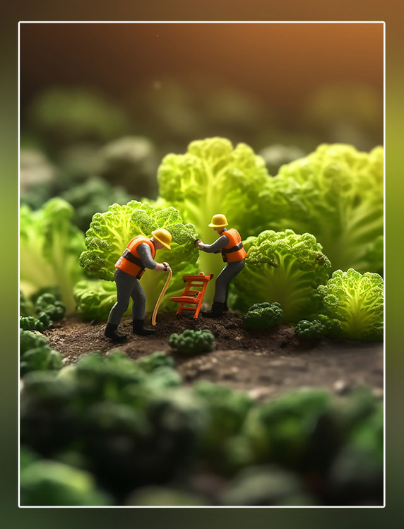 蔬菜帝国微距摄影蔬菜迷你两名工生菜