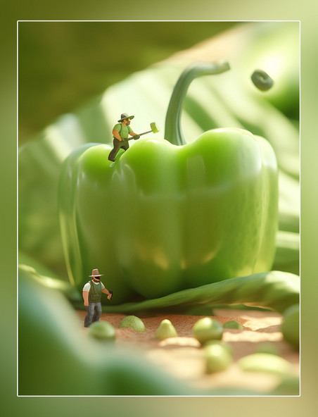 青椒蔬菜帝国微距摄影蔬菜迷你两名工胡辣椒3d渲染