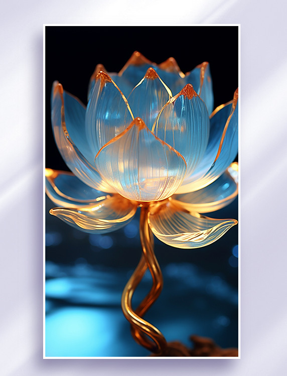 琉璃玻璃金色透明水晶莲花荷花4