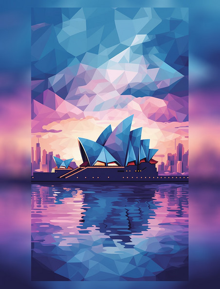 澳大利亚悉尼歌剧院扁平矢量海报插画