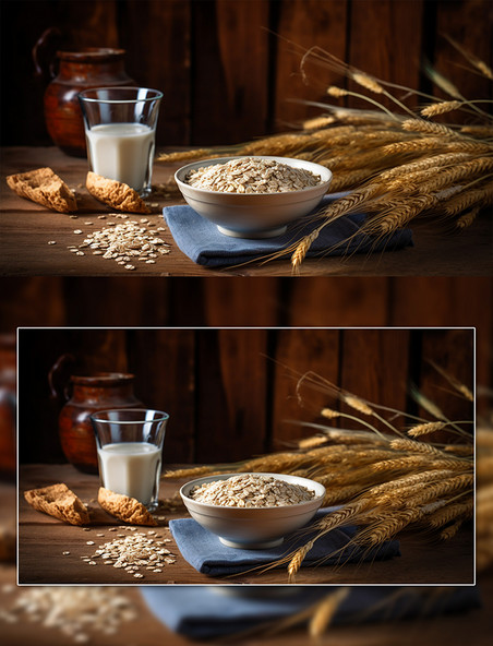 五谷杂粮燕麦食物牛奶麦穗