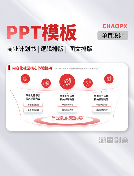 红黑色PPT模板单页商业计划书逻辑排版图文排版