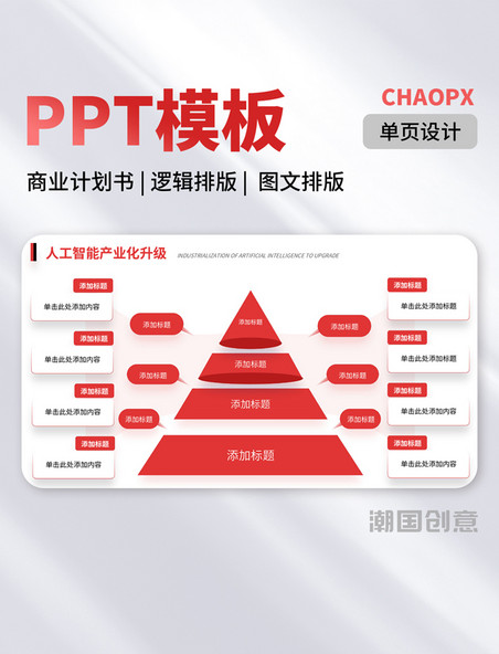 PPT红黑色模板单页商业计划书逻辑排版图文排版