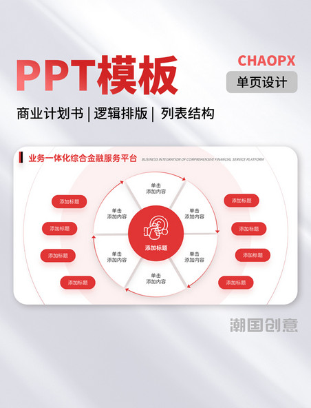 PPT模板红黑色商业计划书逻辑排版列表结构单页