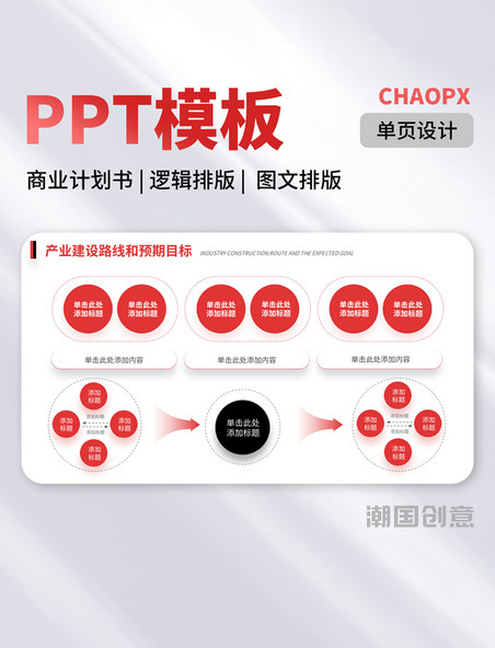 PPT模板商业计划书逻辑排版图文排版红黑色PPT单页结构流程