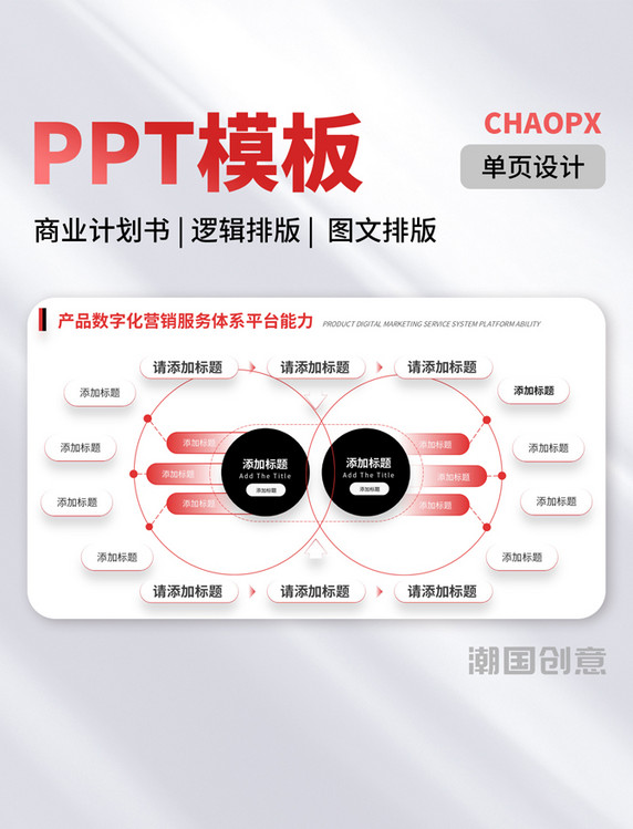 单页PPT模板红黑色商业计划书逻辑排版列表结构图文排版