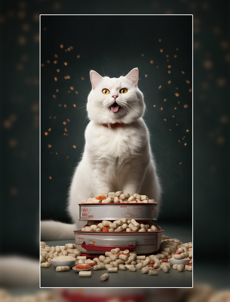 猫咪猫粮动物食品摄影图