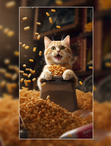  猫粮动物食品猫咪摄影图 