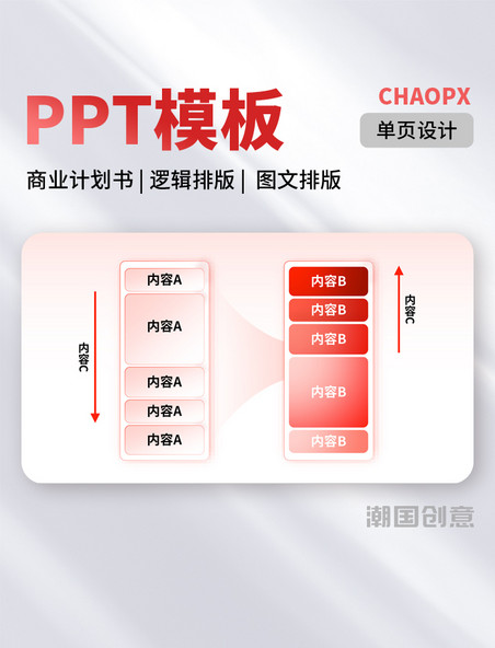 PPT模板单页商业计划书逻辑排版列表结构结构流程红色