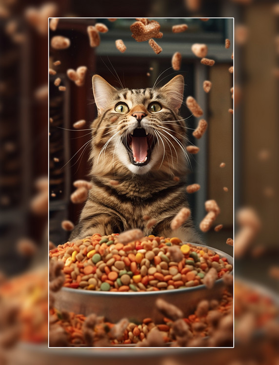 猫咪猫粮营养猫食摄影图
