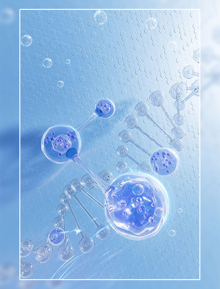 美妆3D立体细胞基因海报美妆美业分子背景
