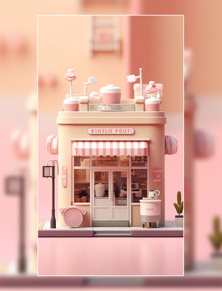 粉色商业店铺奶茶店