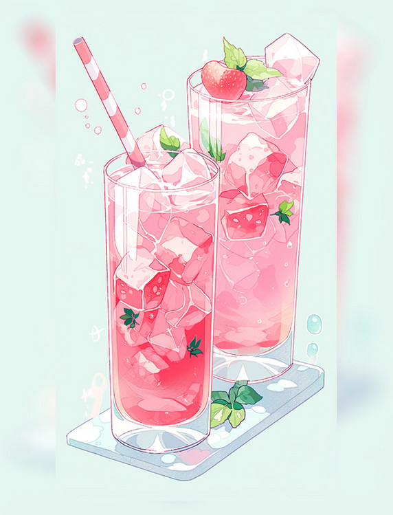 夏日两杯粉色冷饮