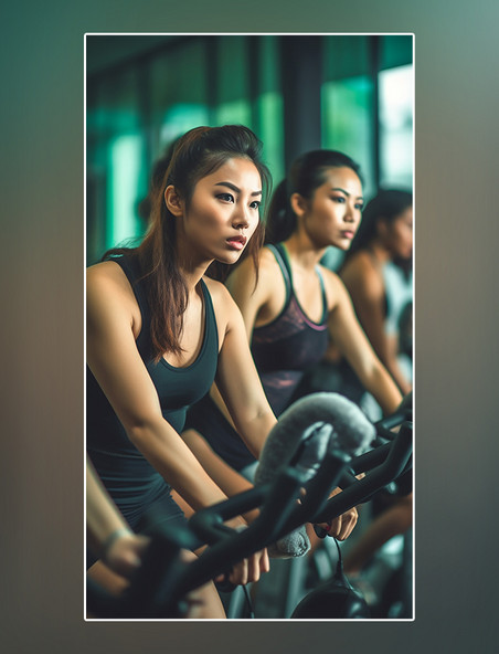 亚洲女生在健身摄影图超级清晰健身房