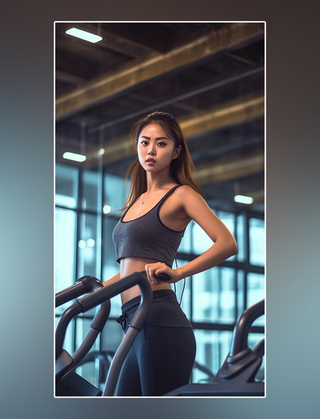 健身房在健身亚洲女生摄影图超级清晰
