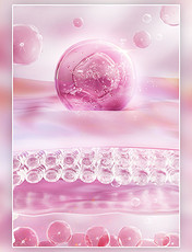 3D立体美妆细胞层海报美妆美业分子背景