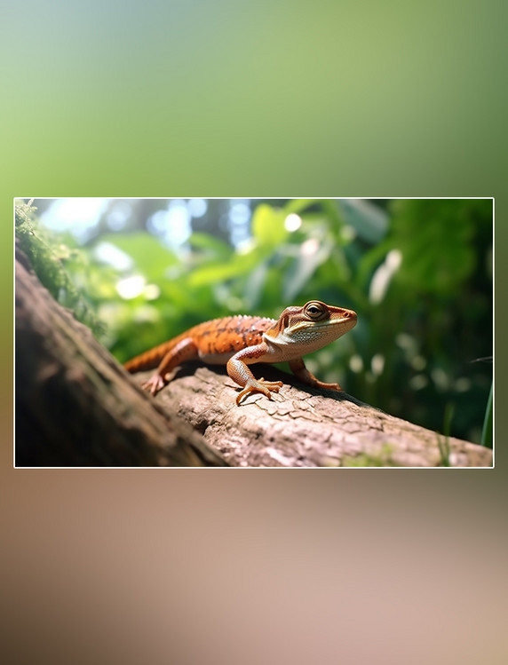 蜥蜴在树上特写蜥蜴动物森林背景树林摄影图野生动物