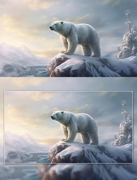 冰天雪地野生动物白熊
