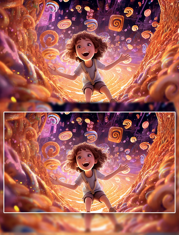 3D可爱61国际儿童节梦幻奇幻宇宙旋转可爱开心儿童6