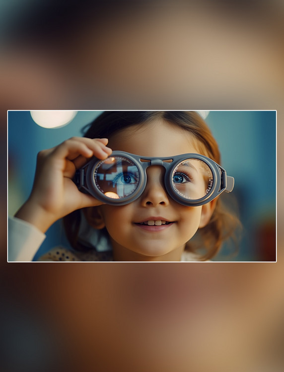 儿童视力检测佩戴眼镜摄影图