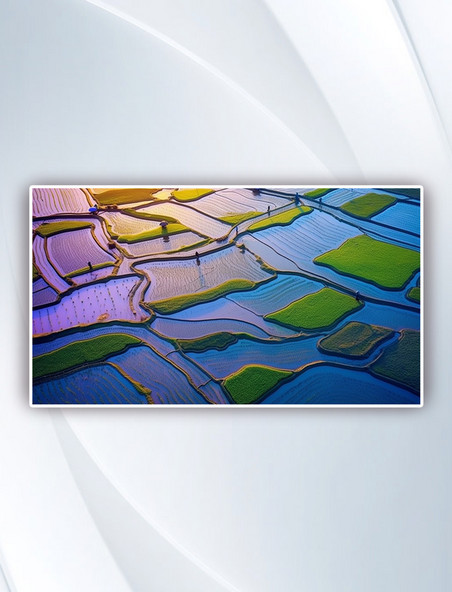中国威海池南头浙川一片稻田的地平线摄影图