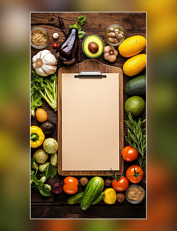 餐饮类中餐西餐摄影图菜单框蔬菜水果菜单餐饮边框