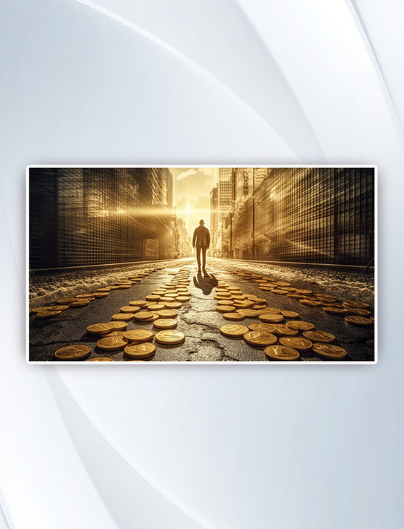 金融商业是一条成功的道路人物城市背景