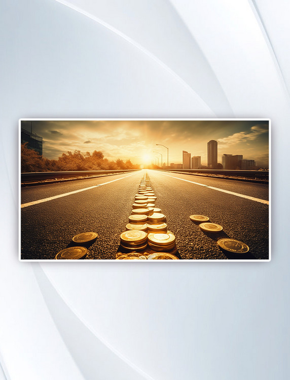 金融商业是一条成功的道路金币城市背景