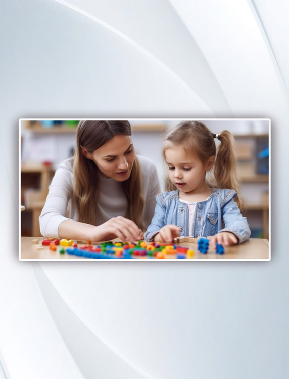 小女孩有言语治疗师在办公室摄影图