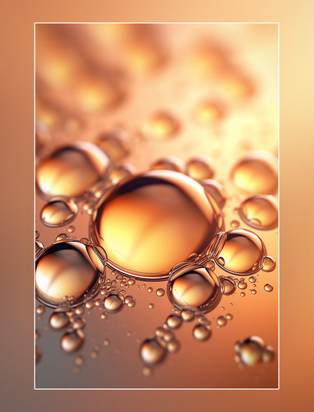 分子结构气泡水珠摄影图背景夏天美业背景金色