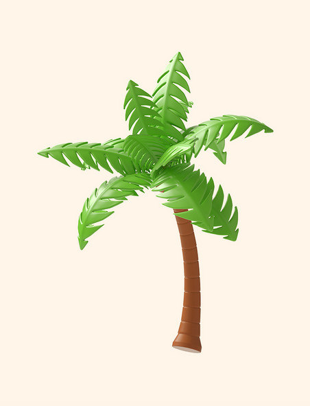 3D立体C4D塑料质感椰子树植物