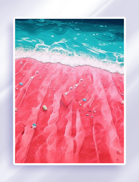 创意西瓜海滩背景插画