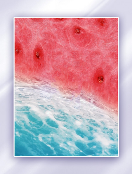红色西瓜海滩背景插画