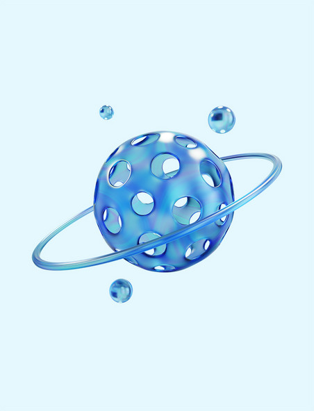 立体蓝色玻璃球体装饰