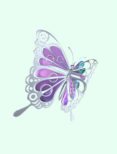 3D立体紫色镭射酸性风蝴蝶