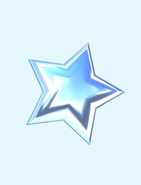 立体蓝色反光金属星星