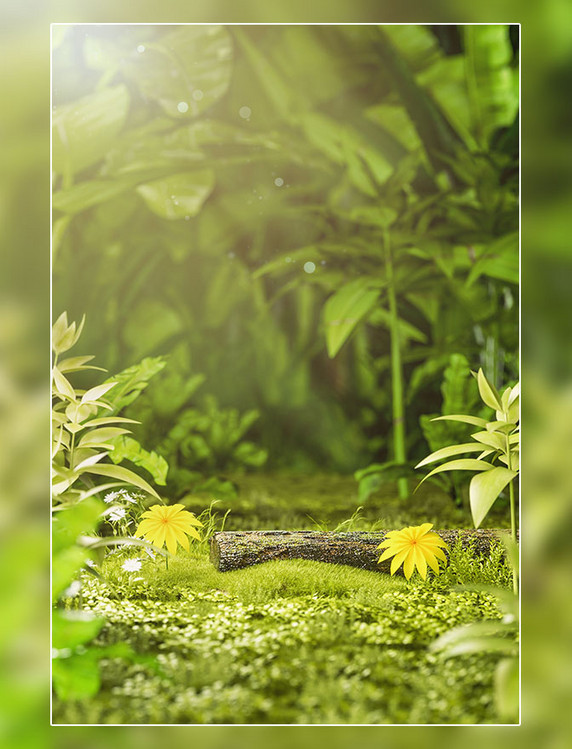 3D立体绿色植物场景