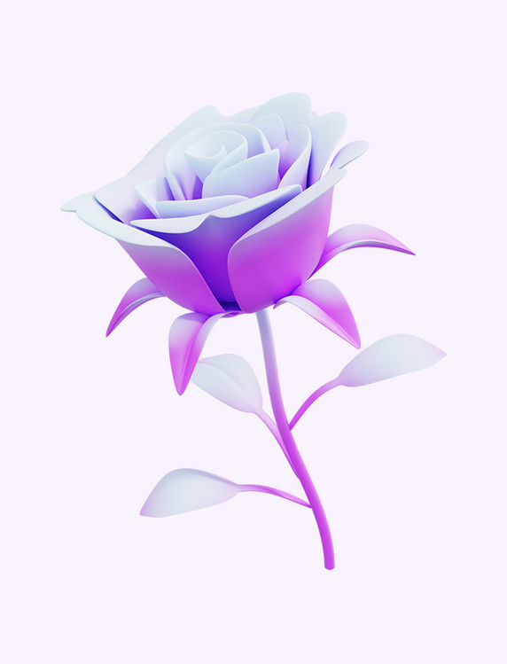 3D立体紫色七夕玫瑰花花束