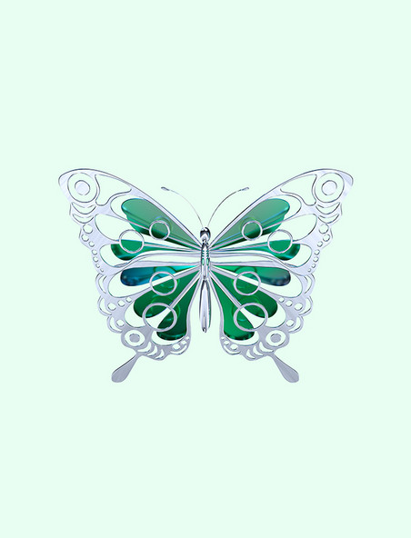 3D立体绿色镭射酸性风蝴蝶