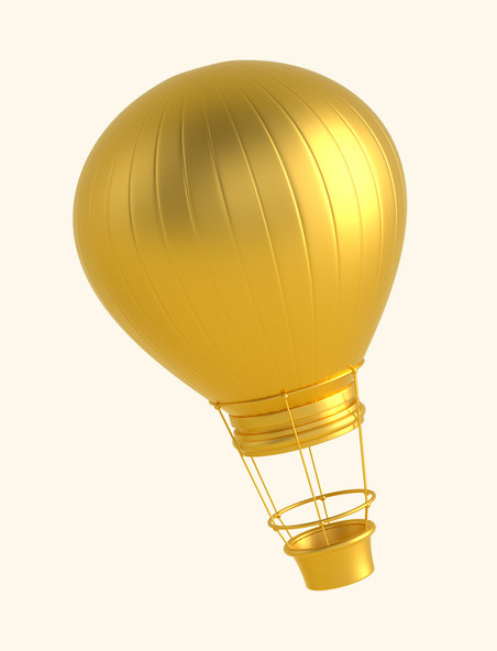 3d立体仿真金属质感金色热气球