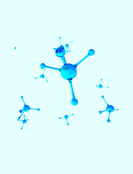 淡蓝色3D立体分子结构分布
