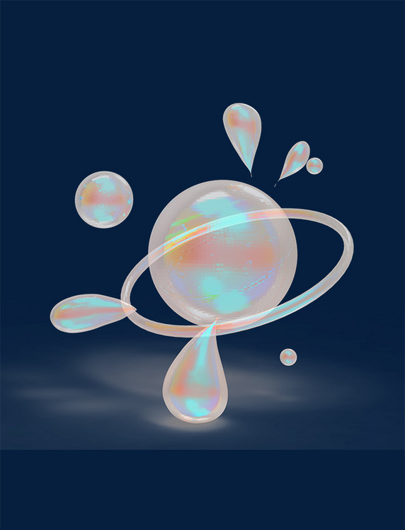 3D立体彩色透明气泡元素